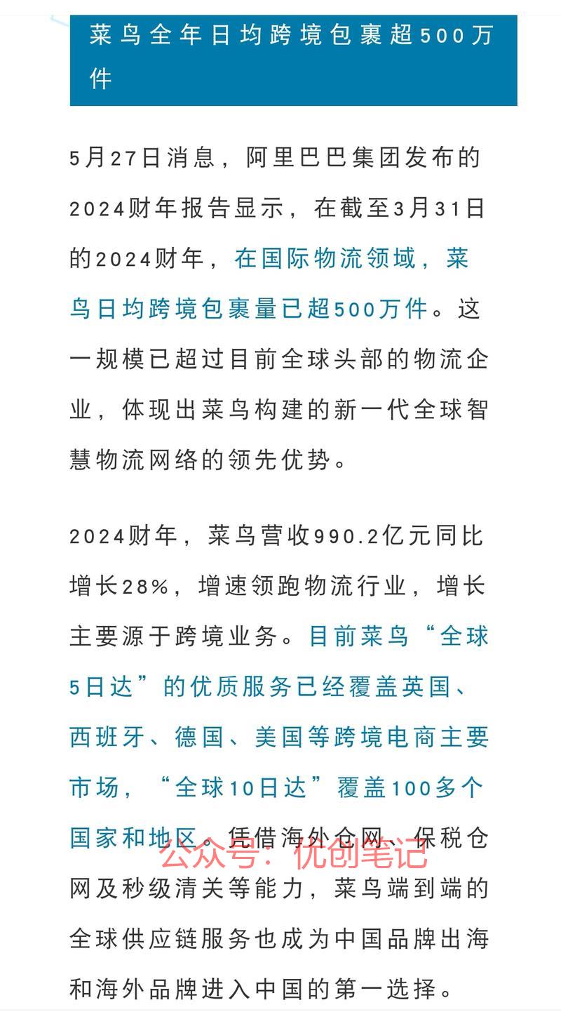 菜鸟全年日均跨境包裹超…#情报-搞钱线报📢论坛-网创交流-优创圈